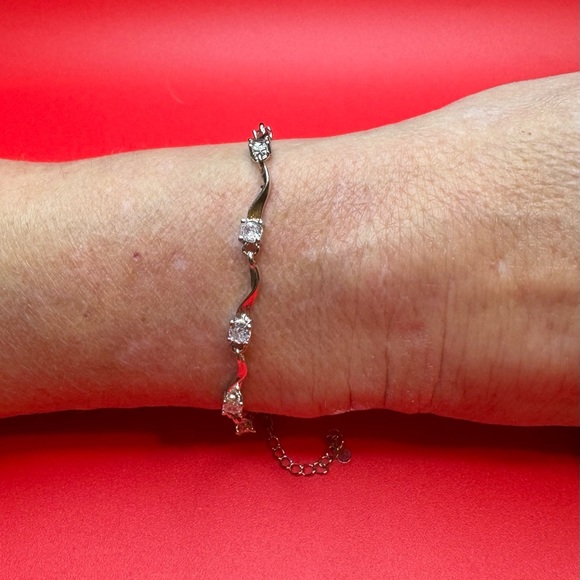 Cubic Zirconia and 925 Sterling Silver Bracelet
